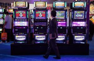 during the casino industry's G2E conference, Tuesday, Oct. 4, 2011, in Las Vegas. (AP Photo/Julie Jacobson)